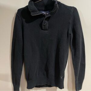 American Eagle Men's Black Quarter Zip Sweater XS